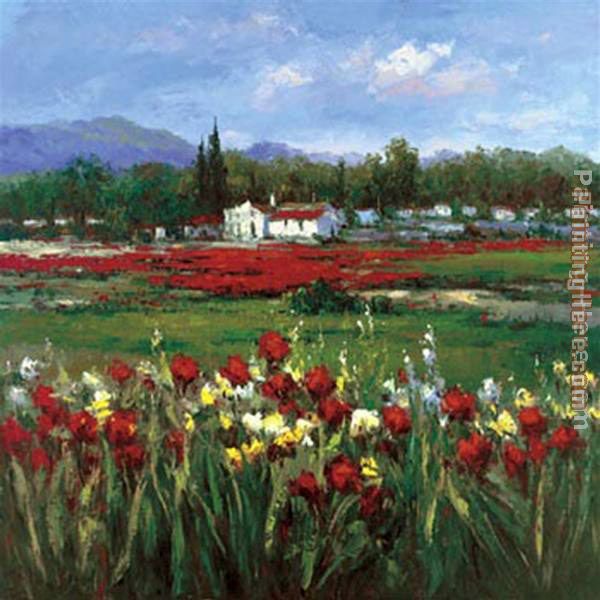 Red Flower Field painting - Hulsey Red Flower Field art painting